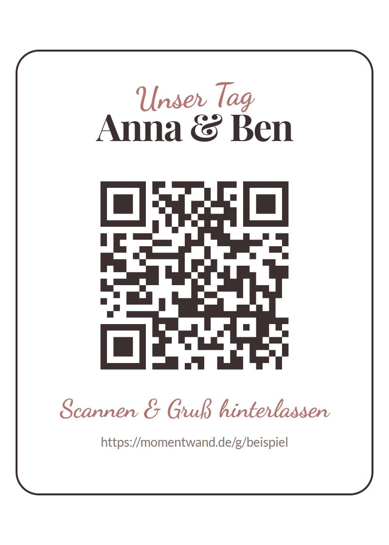 QR-Karte zum Ausdrucken für das digitale Gästebuch